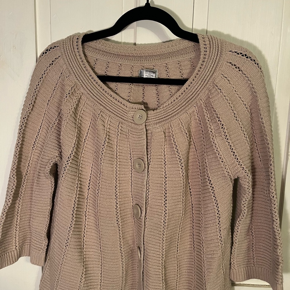 Chico's Taupe Button-Front Cardigan